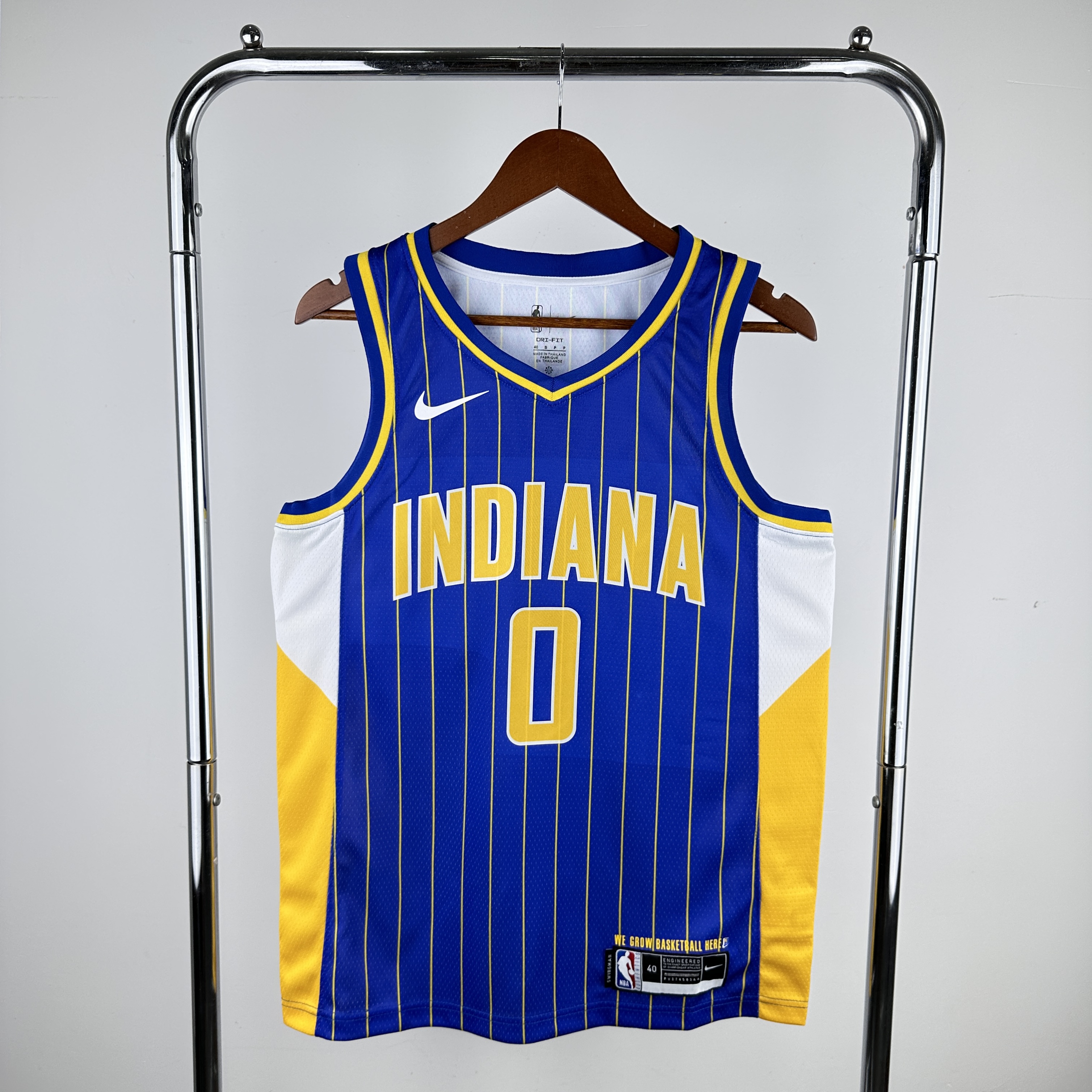 Men Indiana Pacers #0 Haliburton Blue stripe Nike City Edition 2024 NBA Jersey->orlando magic->NBA Jersey